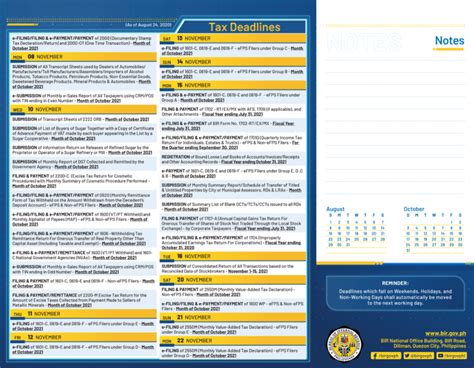 taxer calendar|Bureau of Internal Revenue.